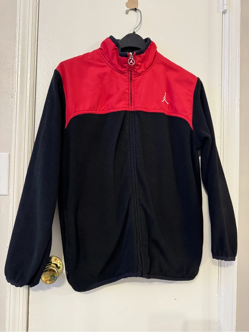 JORDAN Full Zip Fleece Jacket Youth Size L Red And Black